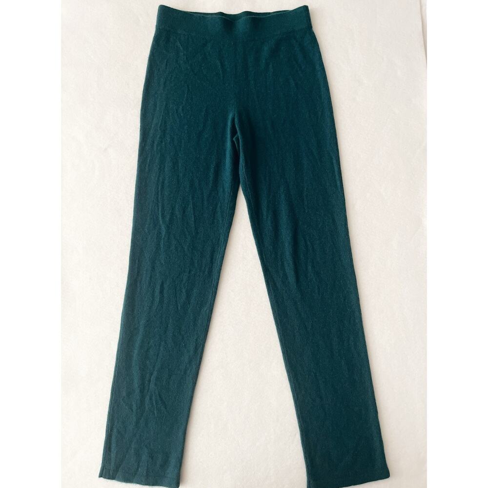 Sutton Studio Pants Womens S Green 100% Cashmere High Rise Lounge Stretch Cozy C